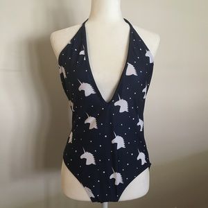 Unicorn onesie swimsuit.